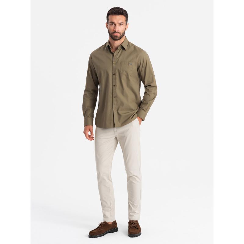 Pánské jednotné chino kalhoty REGULAR FIT - béžové