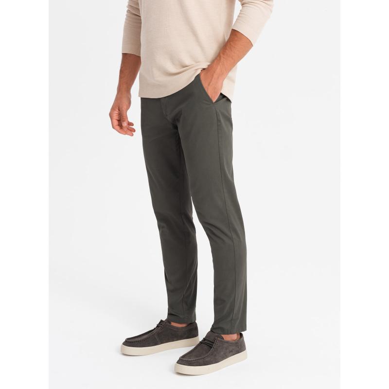 Pánske jednotné chino nohavice REGULAR FIT - khaki