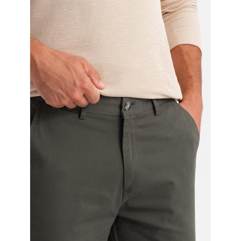 Pánské jednotné chino kalhoty REGULAR FIT - khaki barva