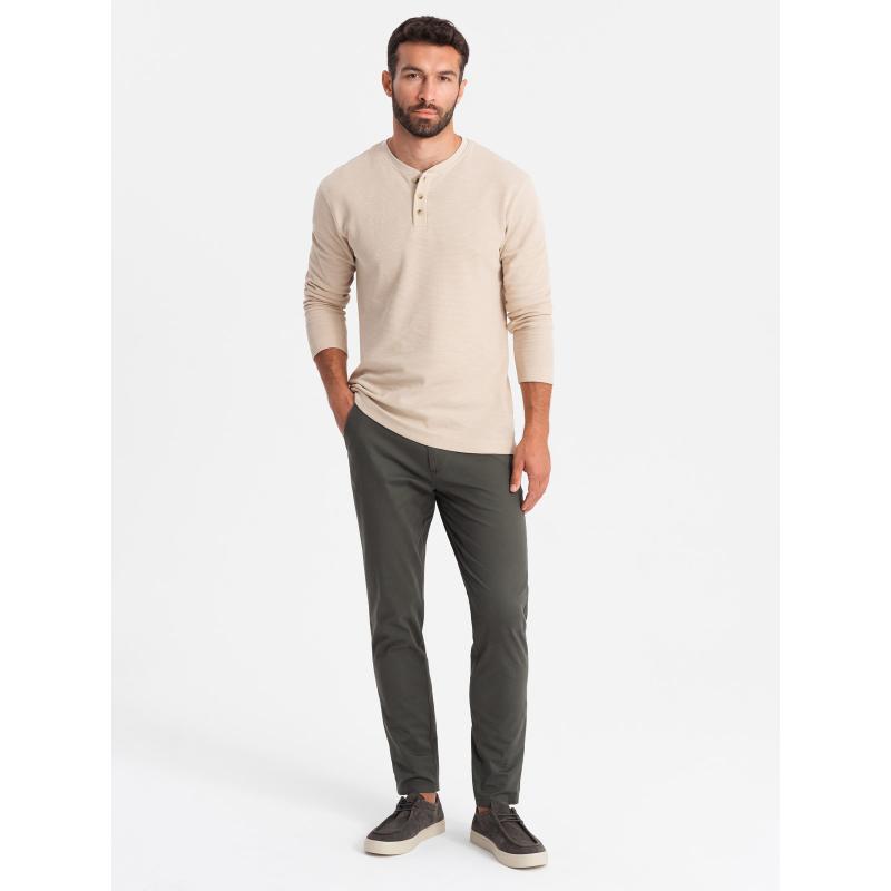 Pánské jednotné chino kalhoty REGULAR FIT - khaki barva