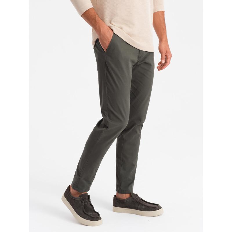 Pánské jednotné chino kalhoty REGULAR FIT - khaki barva