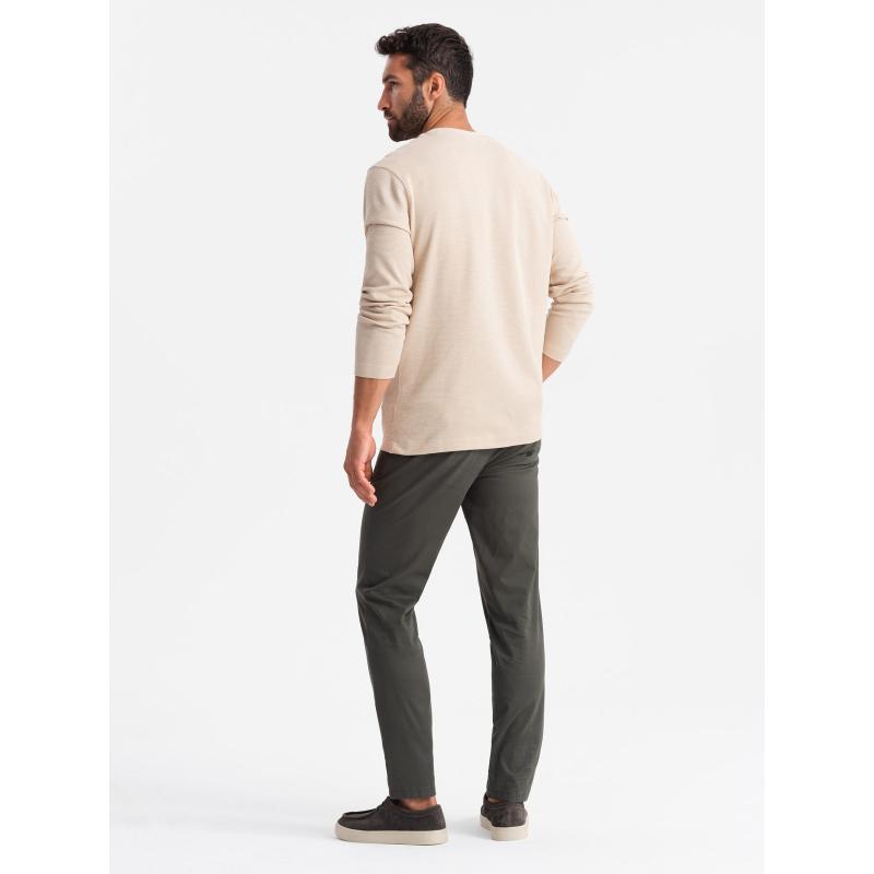 Pánské jednotné chino kalhoty REGULAR FIT - khaki barva