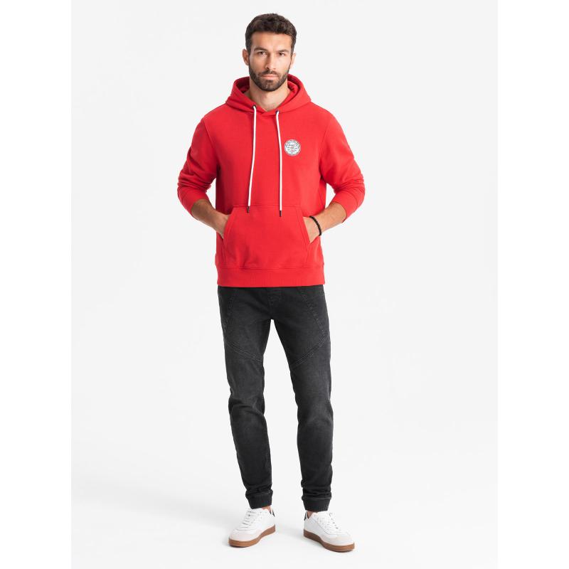 Pánské džínové tepláky s asymetrickým prošíváním - černé