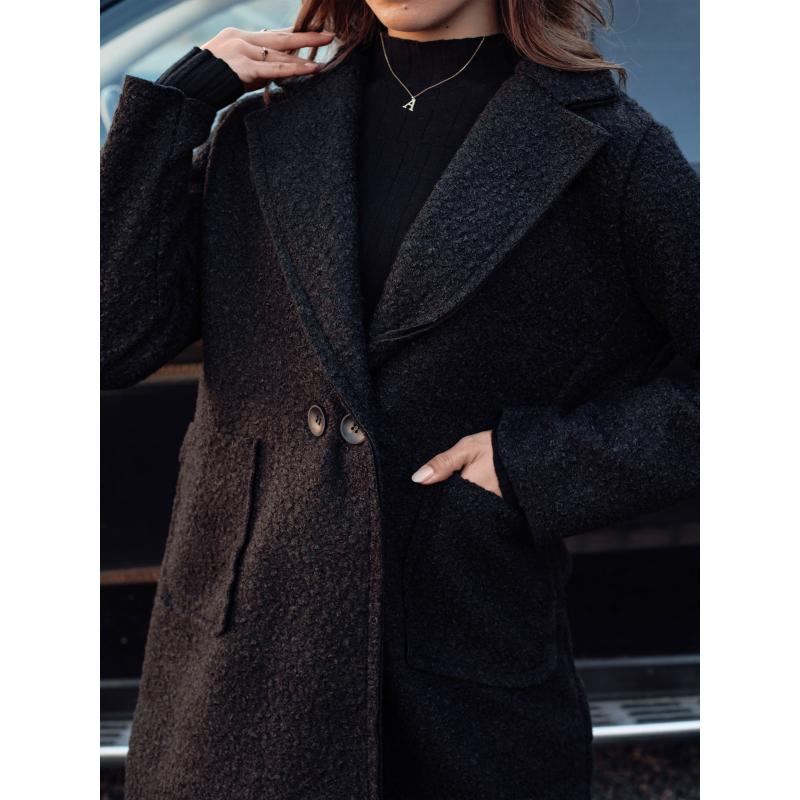 Dámský kabát nadměrné velikosti BARALITE dlouhý jehněčí černý