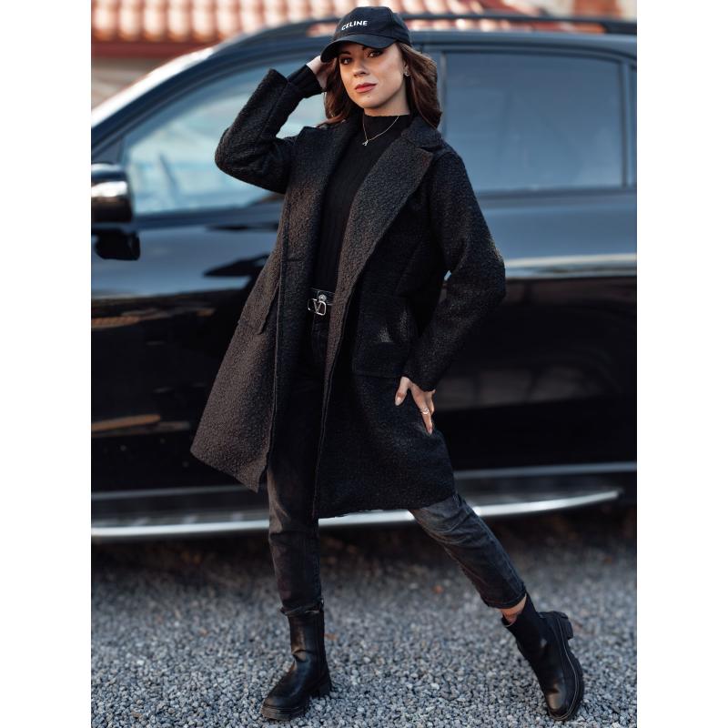 Dámský kabát nadměrné velikosti BARALITE dlouhý jehněčí černý