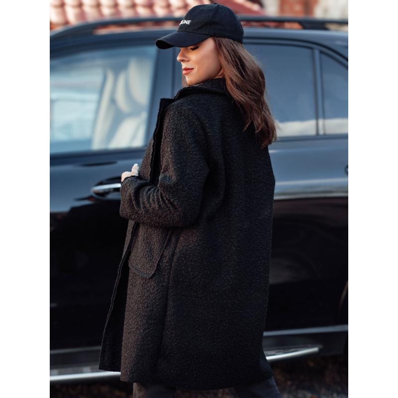 Dámský kabát nadměrné velikosti BARALITE dlouhý jehněčí černý