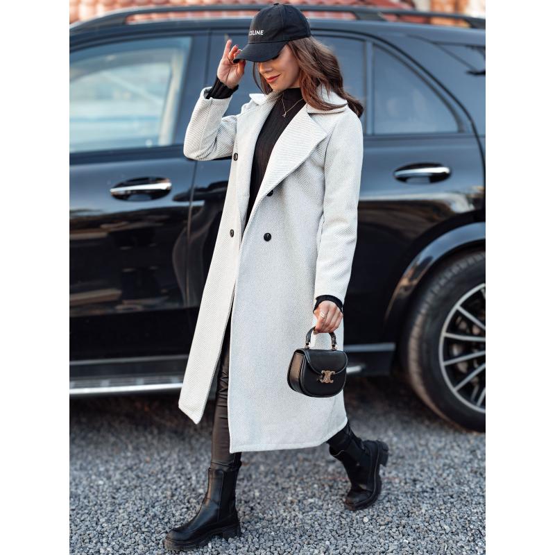 Női oversize kabát CASHMELY hosszú nyakkendő szürke