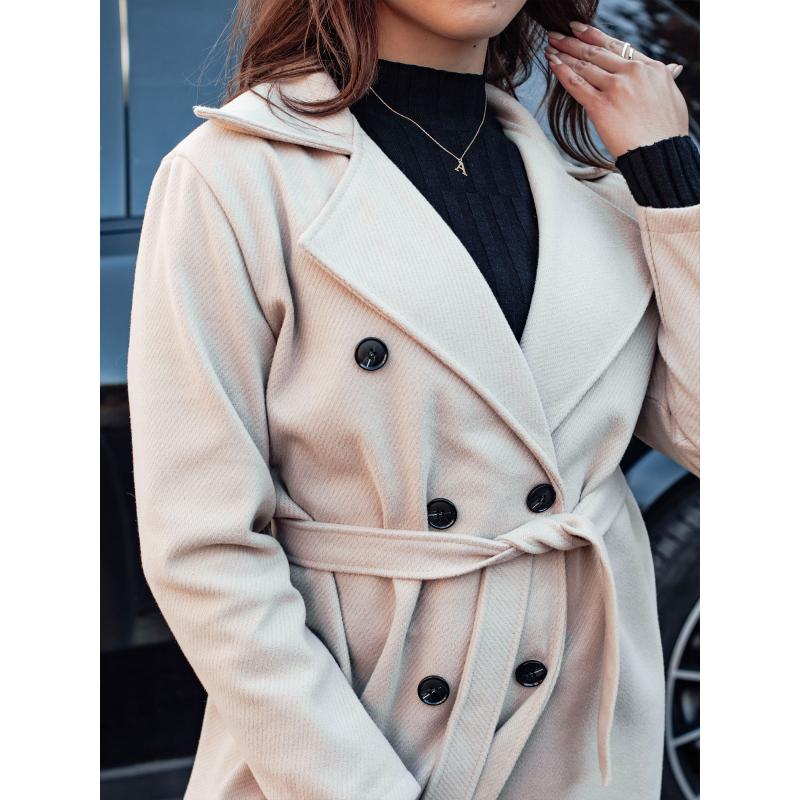 Dámský oversize kabát CASHMELY dlouhý vázací béžový