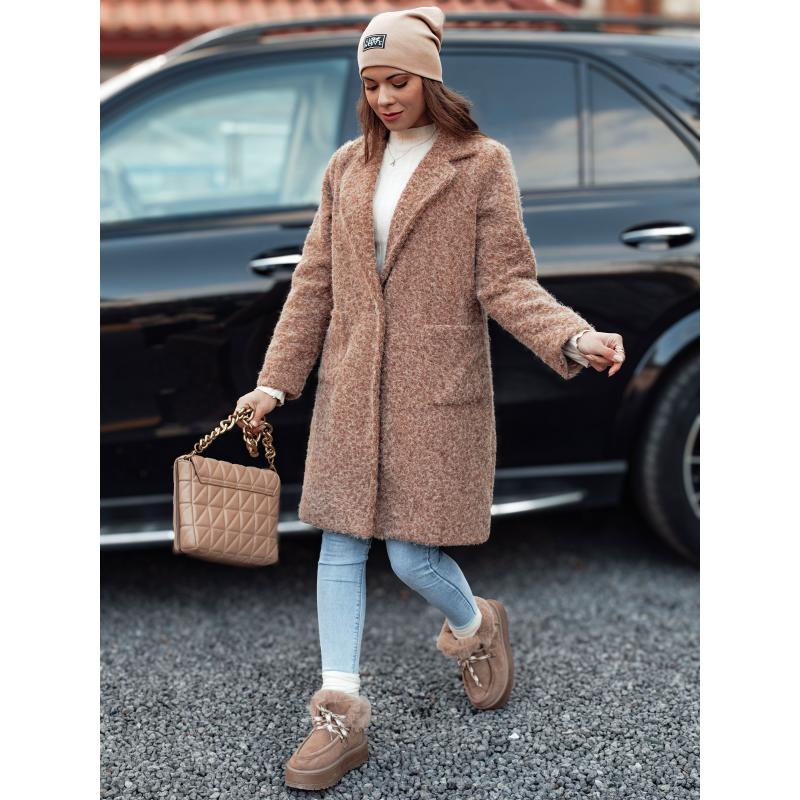 Női MOODLAY báránybőr kabát hosszú bézs