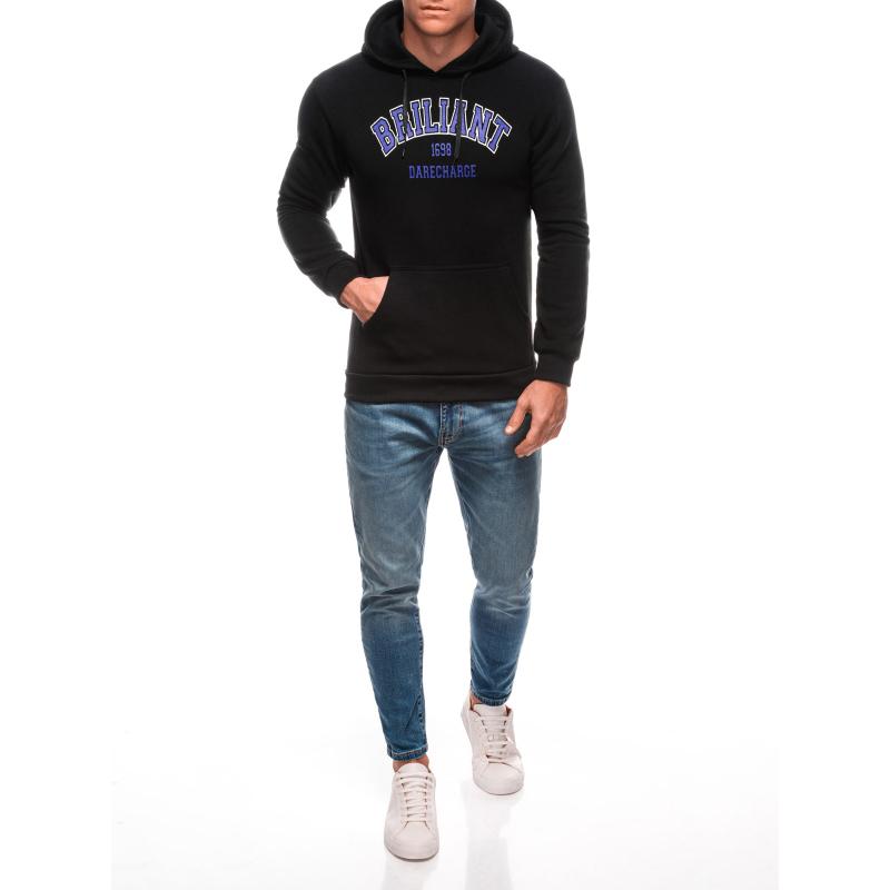 Férfi kapucnis pulóver B1687 - fekete