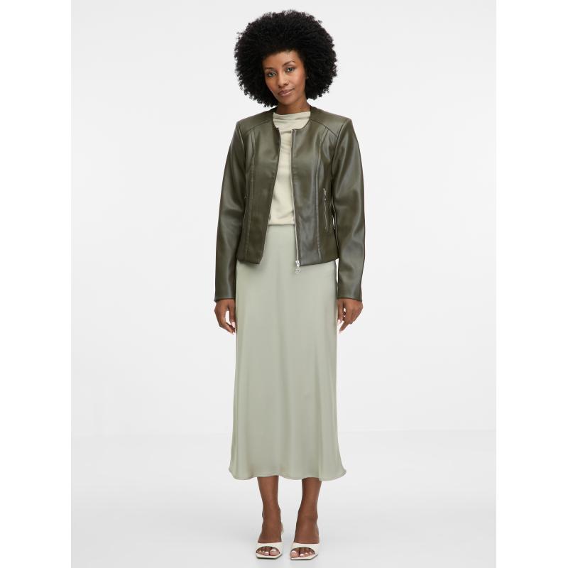 Khaki dámská koženková bunda