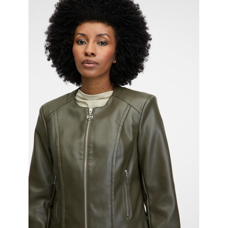 Khaki dámská koženková bunda