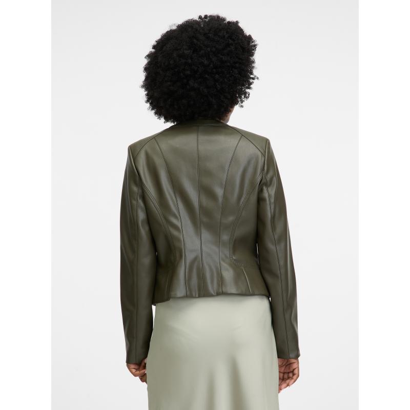 Khaki dámská koženková bunda