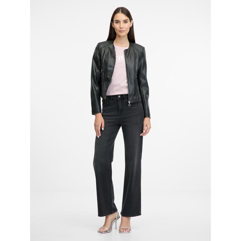 Fekete női bőrdzseki