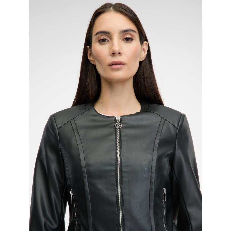 Fekete női bőrdzseki