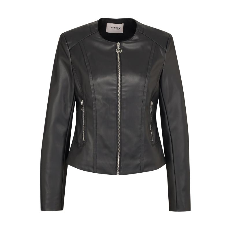 Fekete női bőrdzseki