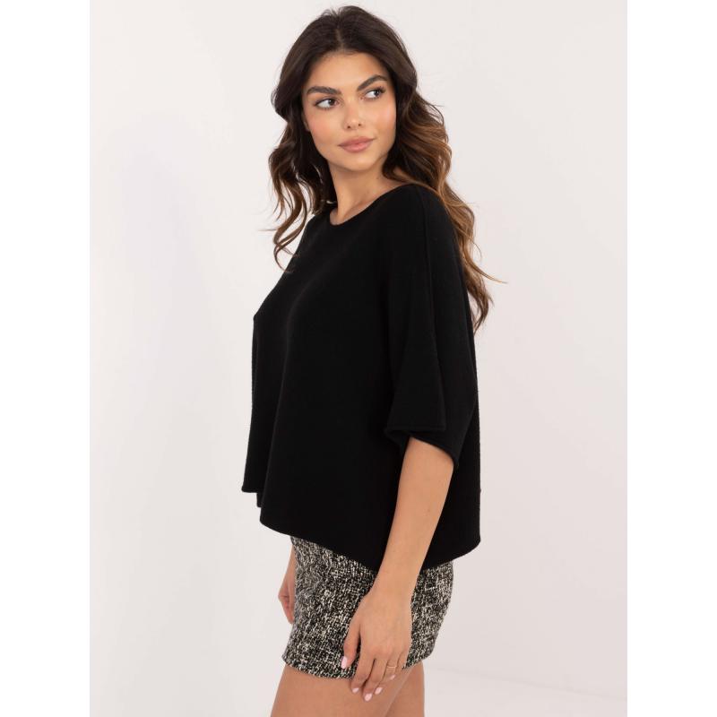 Čierny krátky oversize sveter