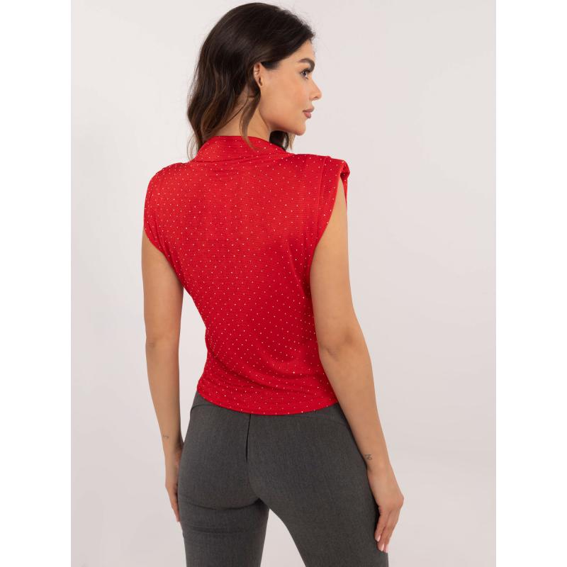 Červená společenská halenka bez rukávů