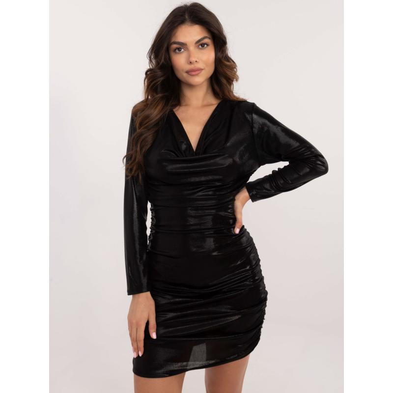 Fekete mini partiruha drapériával