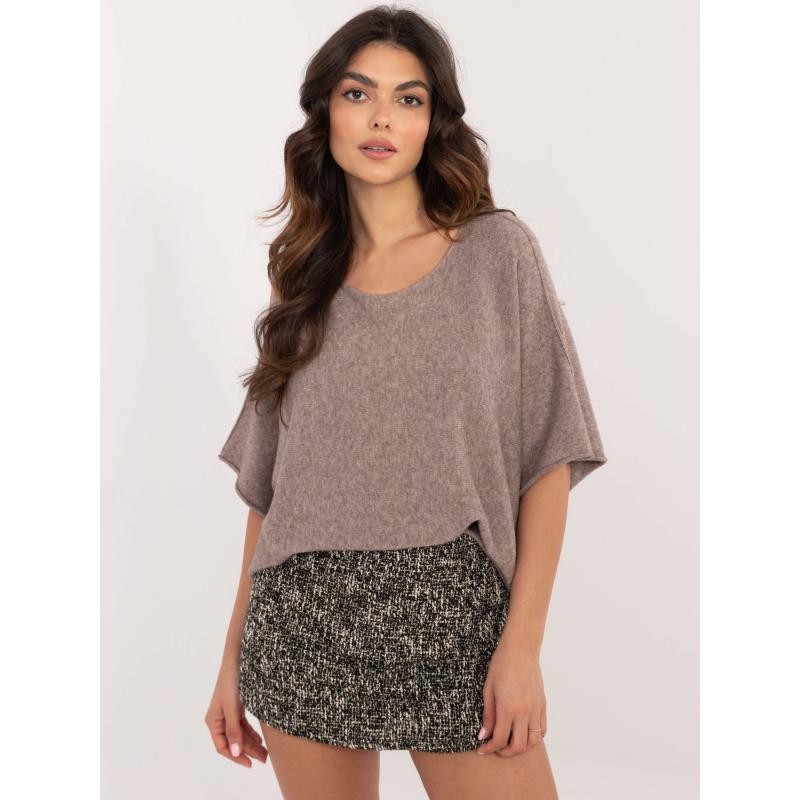 Tmavobéžový obojstranný oversize sveter