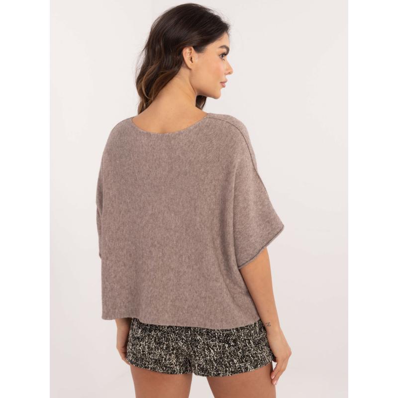 Tmavobéžový obojstranný oversize sveter