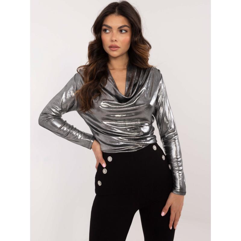 Strieborná trblietavá spoločenská blúzka