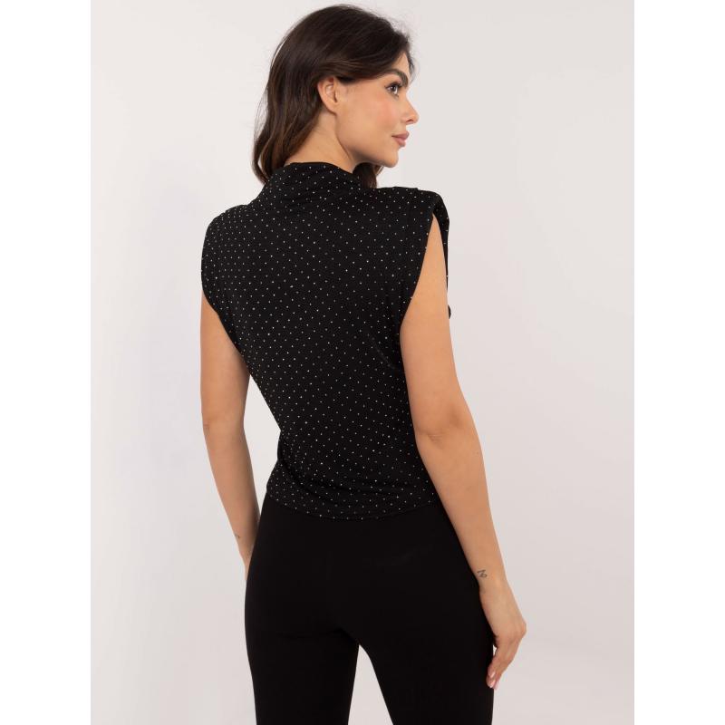 Fekete ünnepi blúz válltöméssel