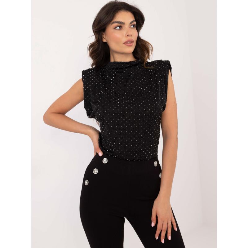 Fekete ünnepi blúz válltöméssel