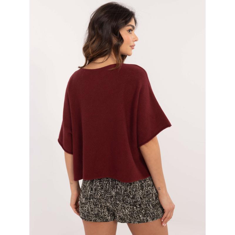 Bordový oversize sveter so zmesou viskózy