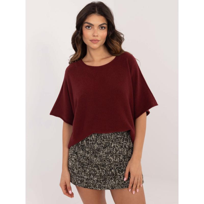 Bordový oversize sveter so zmesou viskózy