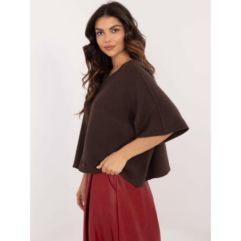 Čokoládový krátky oversize sveter