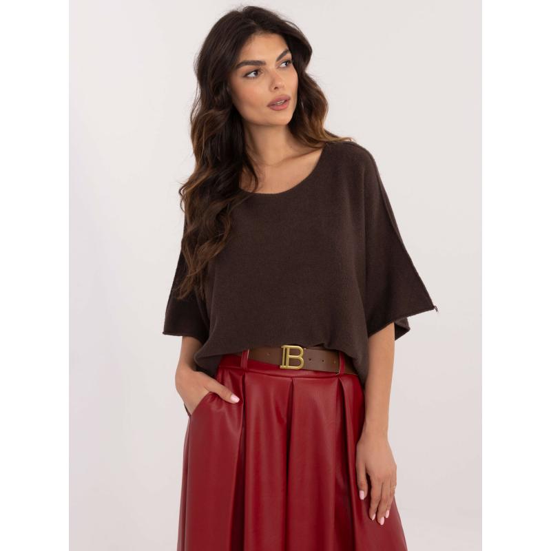 Čokoládový krátky oversize sveter