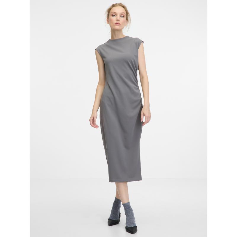 Šedé dámské midi šaty