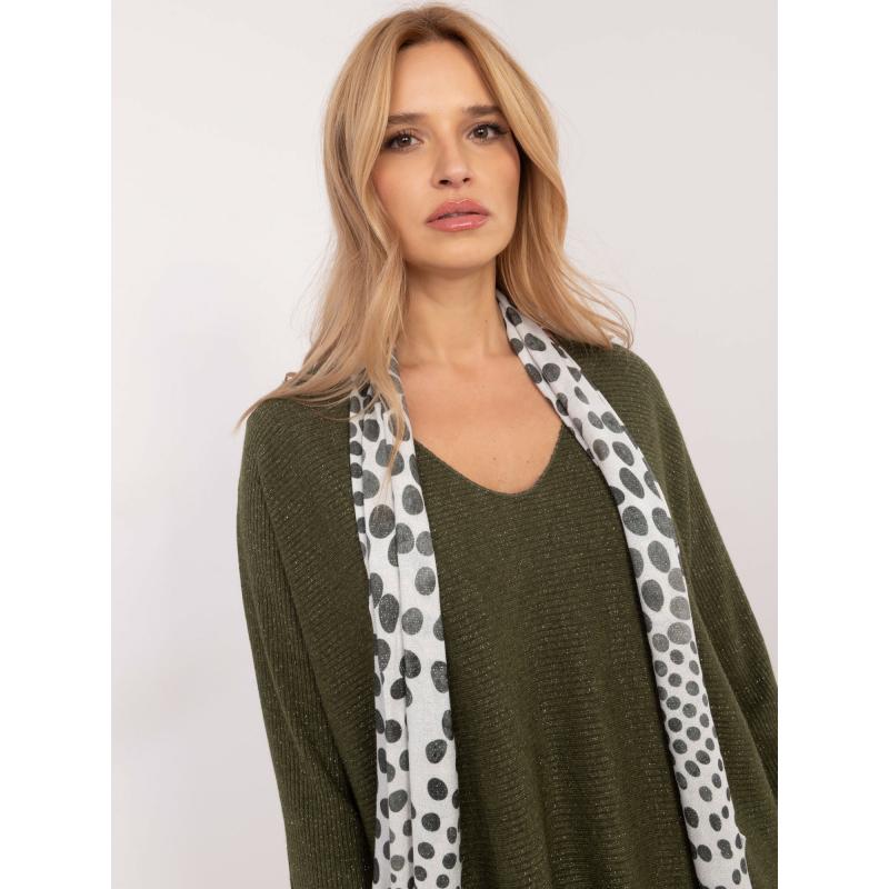 Khaki dámský oversize svetr s třpytivými nitkami