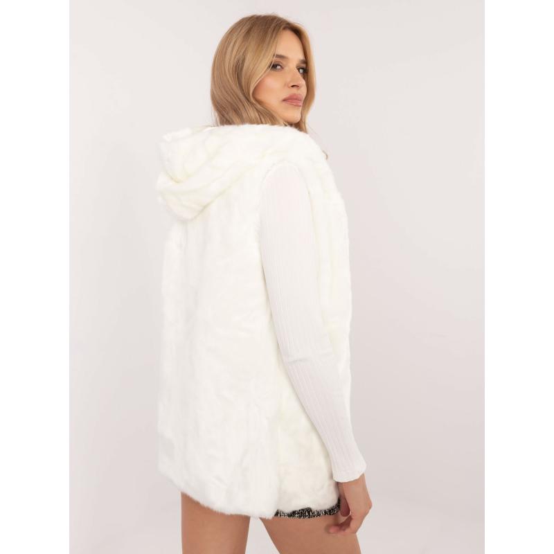 Kožešinová vesta v barvě ecru s huňatou podšívkou