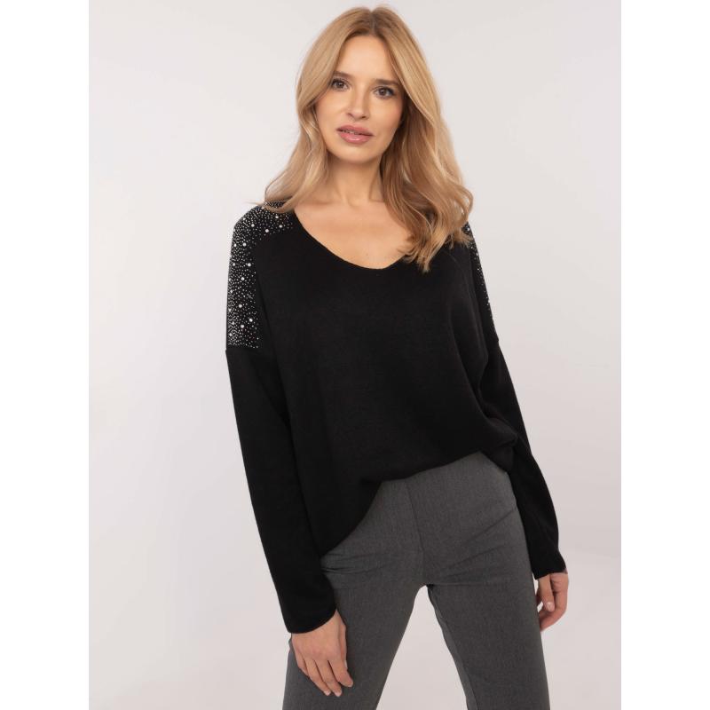 Černý dámský svetr oversize z viskózy