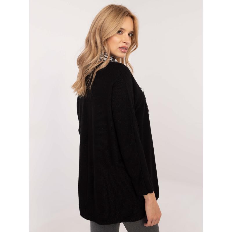 Černý dámský svetr oversize s lesklou nití