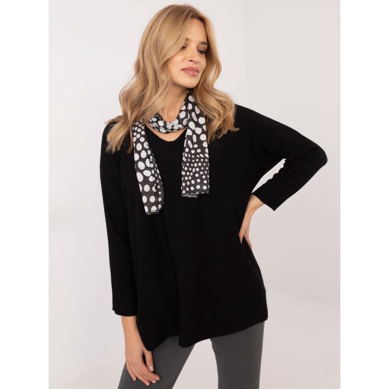 Černý dámský svetr oversize s lesklou nití