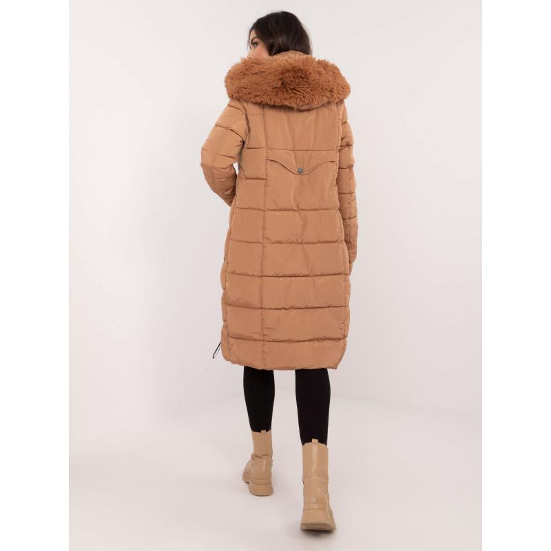 Velbloudí prošívaná zimní bunda s kožešinou