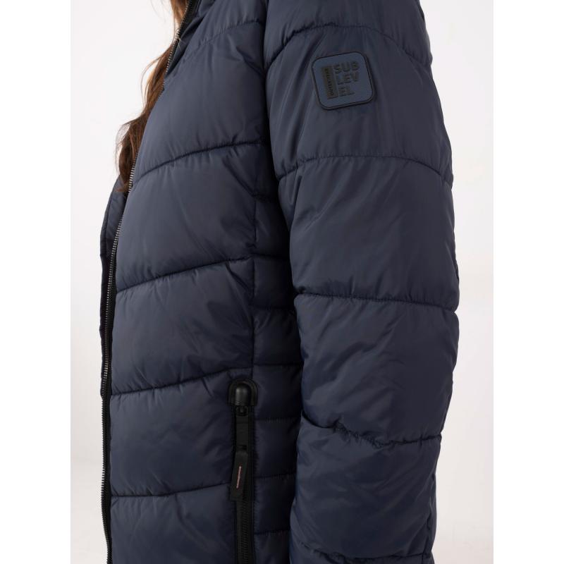 Námořnicky modrá dlouhá zimní bunda s prošíváním SUBLEVEL