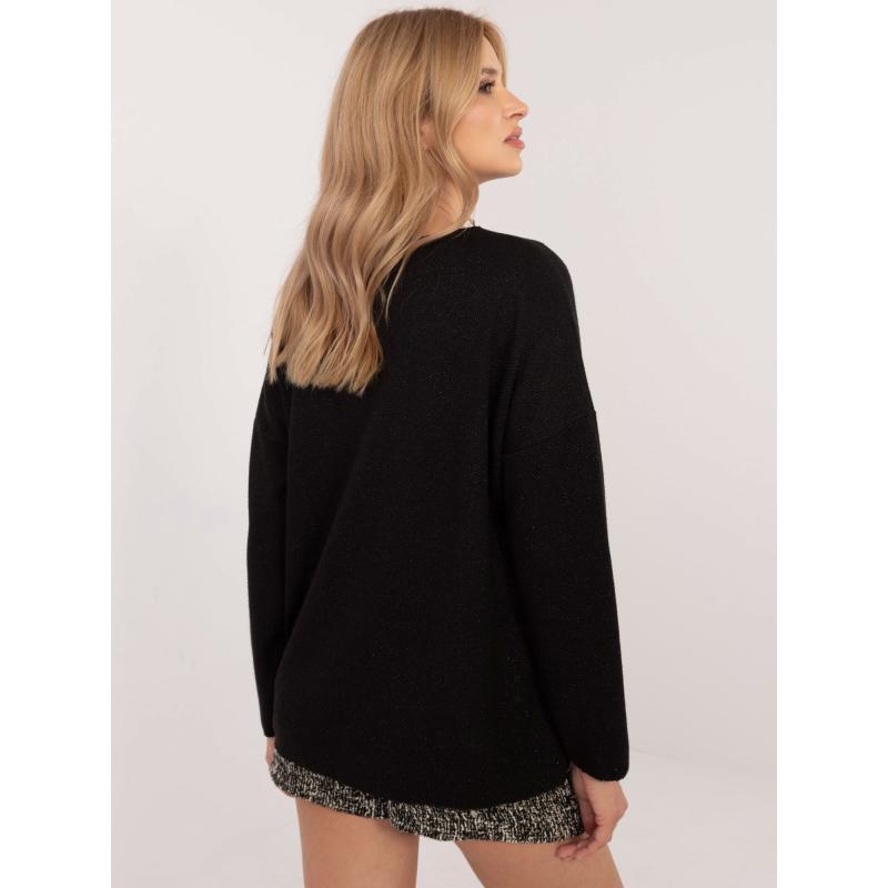 Fekete egyszínű oversize pulóver