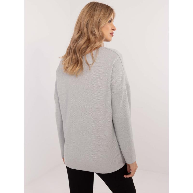 Világosszürke egyszínű oversize pulóver