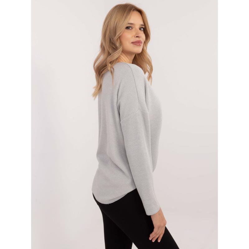 Világosszürke egyszínű oversize pulóver