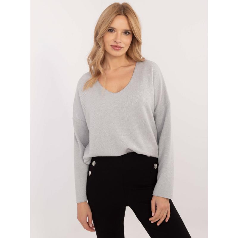 Világosszürke egyszínű oversize pulóver