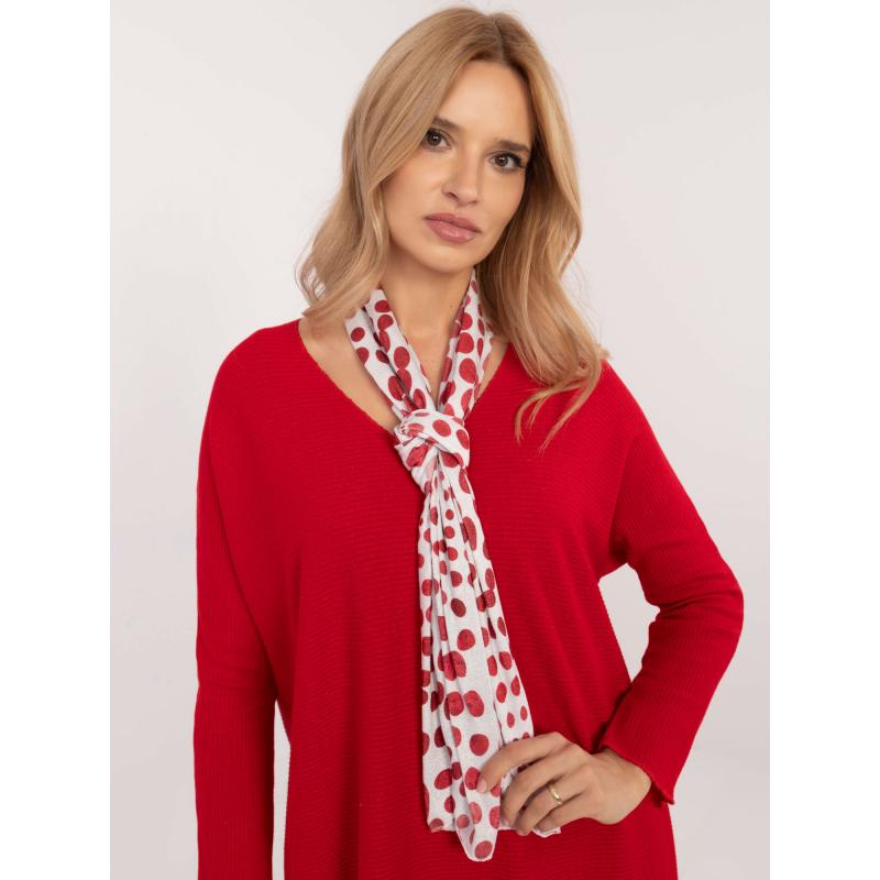 Červený elegantní žebrovaný svetr oversize