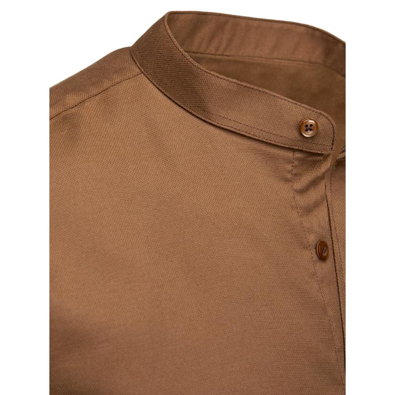 Pánská neformální košile se stojáčkem hnědá