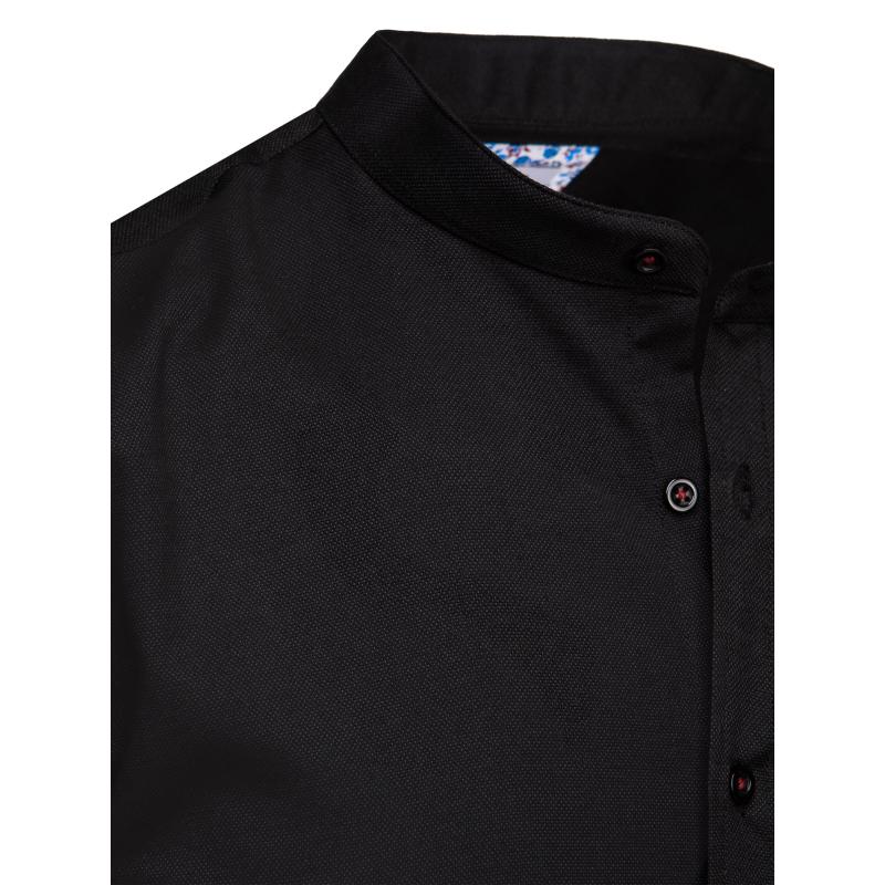 Pánská neformální košile černá se stojáčkem