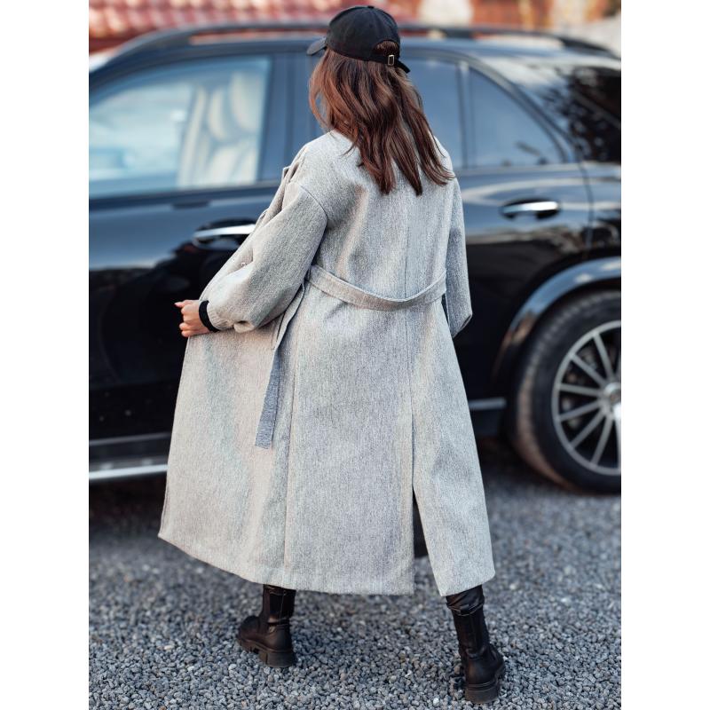 Női hosszú kabát OPULENt övvel szürke