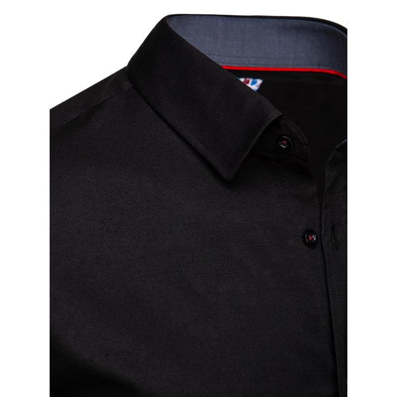 Pánská košile s dlouhým rukávem černá