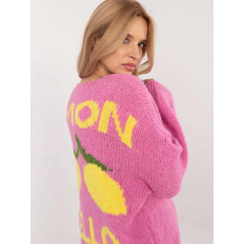 Špinavě růžová souprava se svetrem s potiskem na zádech